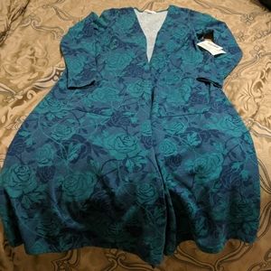 Lularoe Sarah Small Roses Unicorn Blue Green